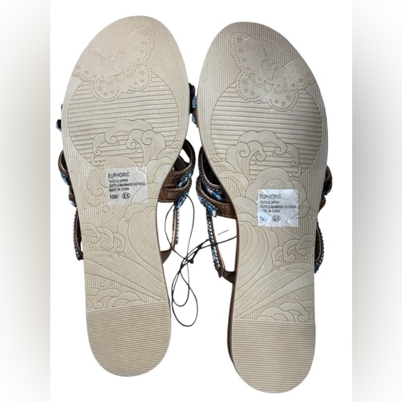 Pop Euphoric Sandals with Interwoven Straps Embellished with Blue Crystals W/10 - Picture 7 of 7